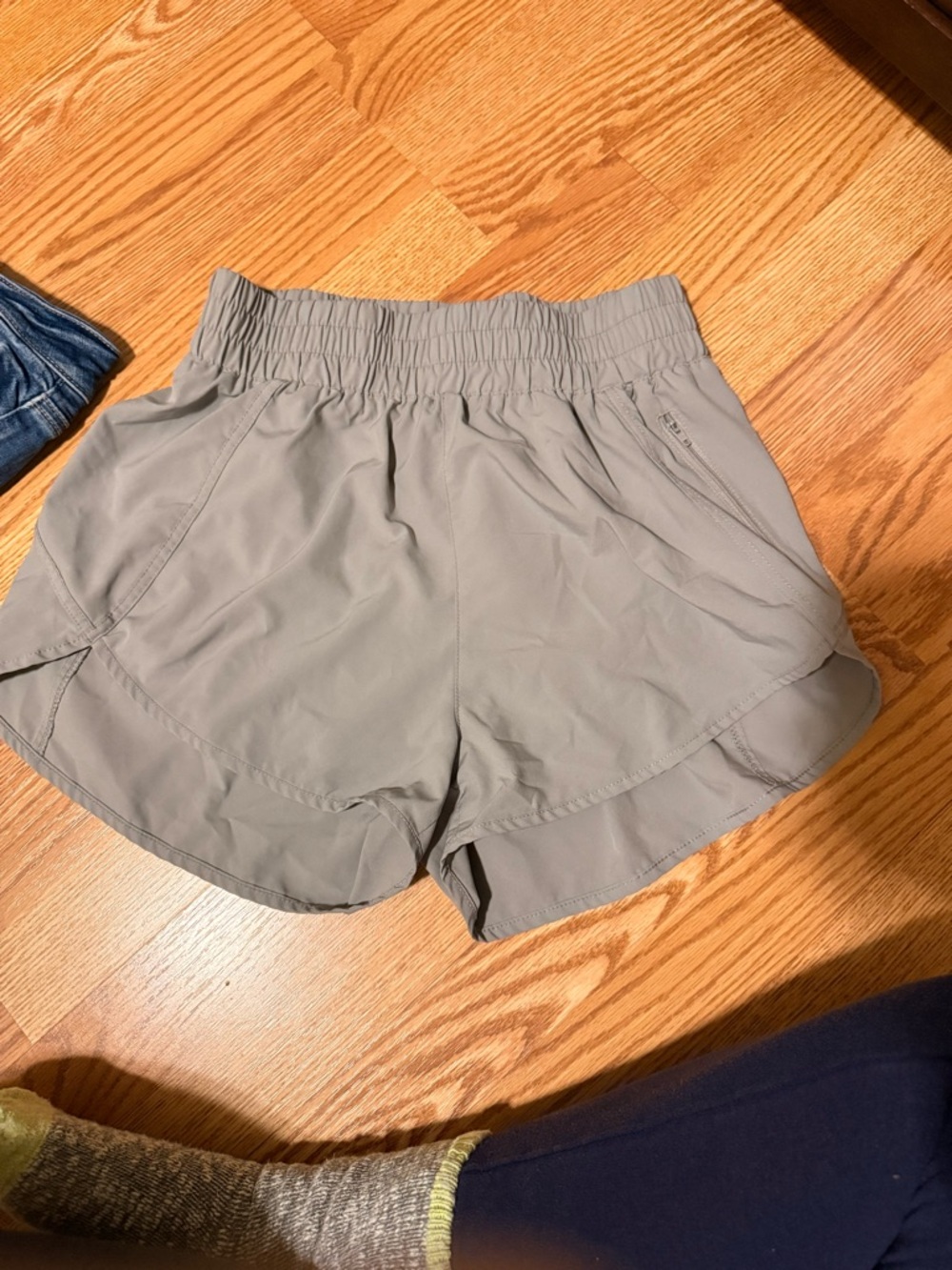 Light Gray Women's Athletic Shorts - Elastic Waist